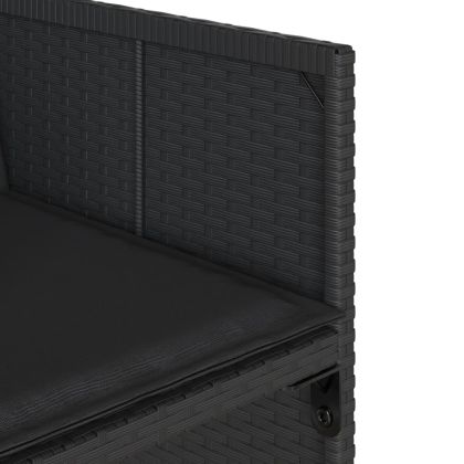 Градински столове с възглавници, 4 бр, черен, полиратан