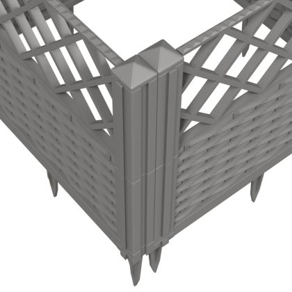 Градинска кашпа с колчета, светлосива, 363,5x43,5x43,5 см, PP