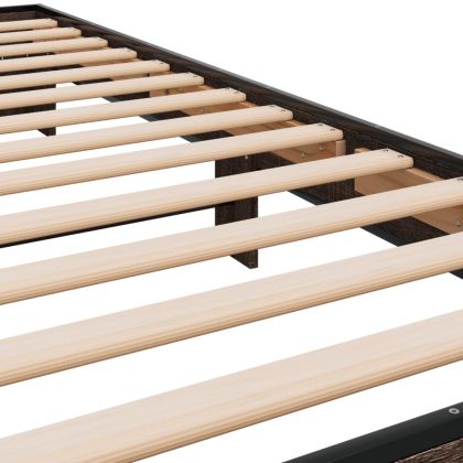 Рамка за легло, кафяв дъб, 90x200 см, инженерно дърво и метал