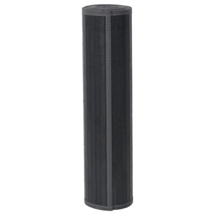 Килим, правоъгълен, сив, 80x500 см, бамбук