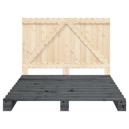 Рамка за легло с табла, сива, 140х200 см, бор масив