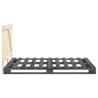 Рамка за легло с табла, сива, 140х200 см, бор масив