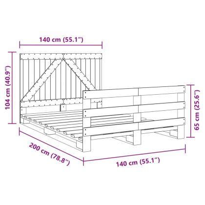 Рамка за легло с табла, 140х200 см, бор масив