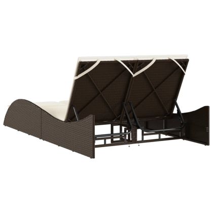 Шезлонг с възглавници, кафяв, 114x205x73 см, полиратан