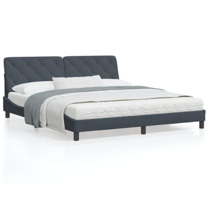 Легло с матрак, тъмносиво, 180x200 см, кадифе