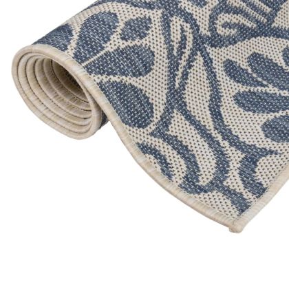 Градински плоскотъкан килим, 100x200 см, синя шарка