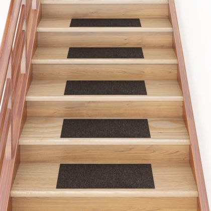 Самозалепващи стелки за стълби, 15 бр, 60x25 см, тъмнокафяви