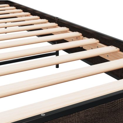 Рамка за легло, кафяв дъб, 90x190 см, инженерно дърво и метал