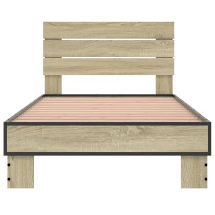 Рамка за легло, дъб сонома, 75x190 см, инженерно дърво и метал