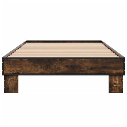 Рамка за легло, опушен дъб, 75x190 см, инженерно дърво и метал