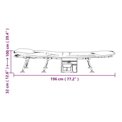 Легло за риболов с регулируеми лапи за кал, сгъваемо, камуфлаж