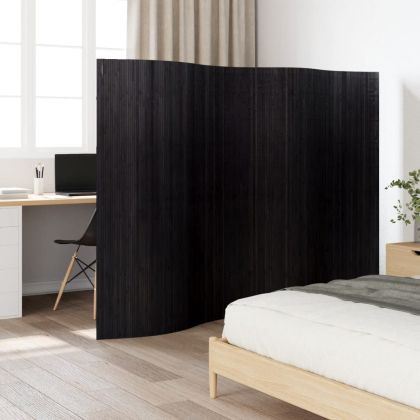 Преграда за стая, черен, 165x250 см, бамбук