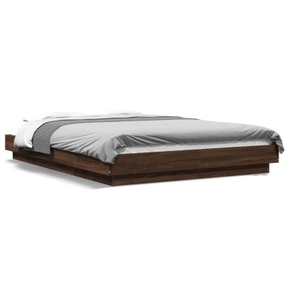 Рамка за легло, кафяв дъб, 135x190 см, инженерно дърво