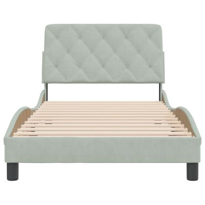 Рамка за легло без матрак, светлосива, 100x200 см, кадифе