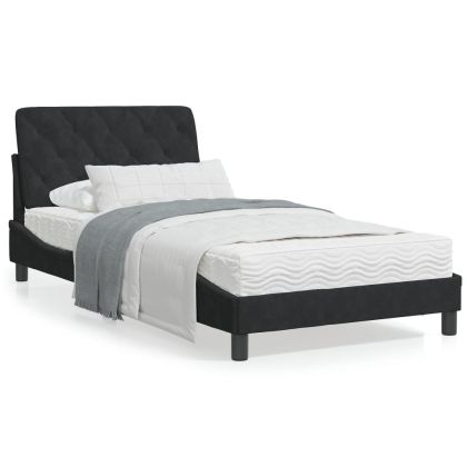 Легло с матрак, черно, 100x200 см, кадифе