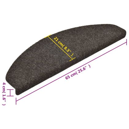 Изтривалки за стълби, самозалепващи се, 5 бр., 65x21x4 см, антрацит, полукръгли, големи