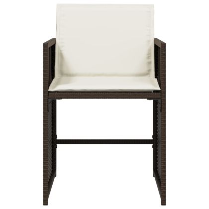 Градински столове с възглавници, 4 бр, кафяви, полиратан