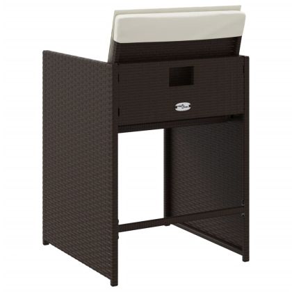 Градински столове с възглавници, 4 бр, кафяви, полиратан