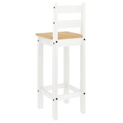 Бар столове, 2 бр, бели, борово дърво масив