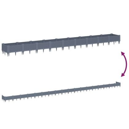 Градинска кашпа с колчета, синьо сив, 362,5x42,5x28,5 см, PP