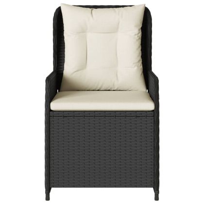 Накланящи се градински столове, 2 бр, черен, полиратан