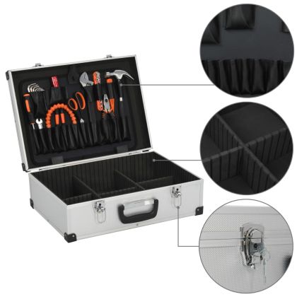 Куфар за инструменти 46x33x16 см сребрист алуминий