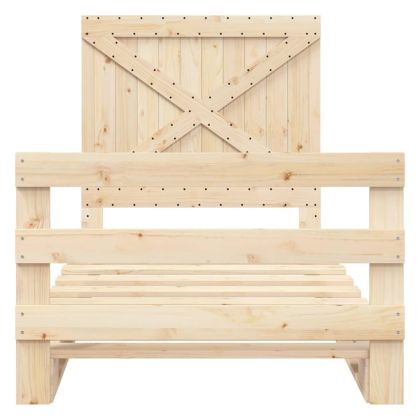 Рамка за легло с табла, 100x200 см, борово дърво масив
