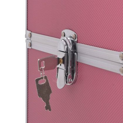 Куфар за грим на колелца, алуминий, розов