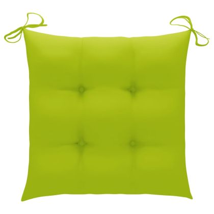 Градински столове с яркозелени възглавници 6 бр тик масив