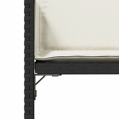 Градински столове с възглавници, 4 бр, черен, полиратан