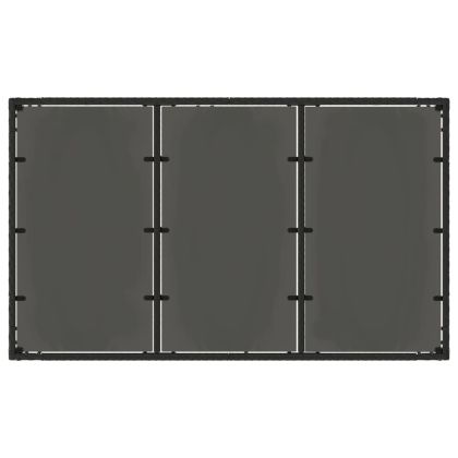 Градинска маса със стъклен плот черен 150x90x75 см полиратан