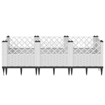 Градинска кашпа с колчета, бяла, 123,5x43,5x43,5 см, PP