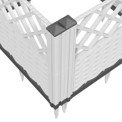 Градинска кашпа с колчета, бяла, 123,5x43,5x43,5 см, PP