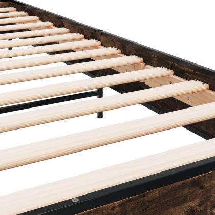 Рамка за легло, опушен дъб, 90x190 см, инженерно дърво и метал