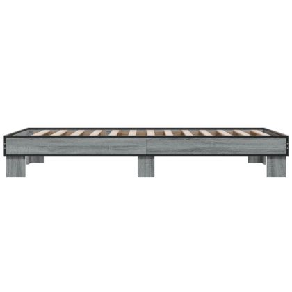 Рамка за легло, сив сонома, 75x190 см, инженерно дърво и метал