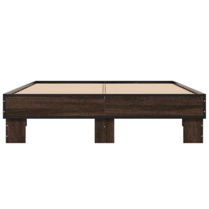 Рамка за легло, кафяв дъб, 135x190 см, инженерно дърво и метал