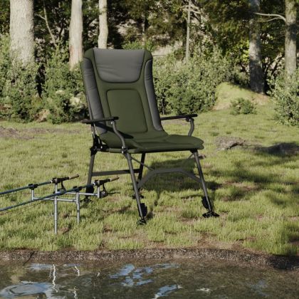 Риболовен стол с подлакътник, сгъваем, зелен