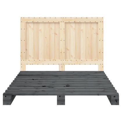 Рамка за легло с табла, сива, 140х200 см, бор масив