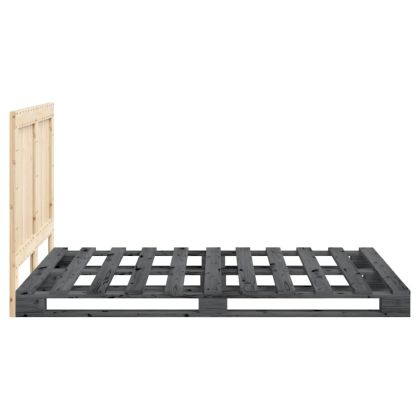 Рамка за легло с табла, сива, 140х200 см, бор масив