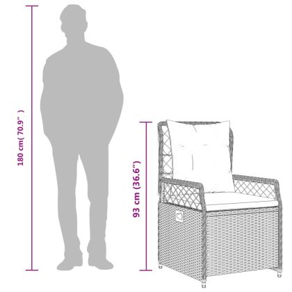 Накланящи се градински столове, 2 бр, черен, полиратан
