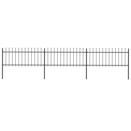 Градинска ограда с пики, стомана, 5,1x0,8 м, черна