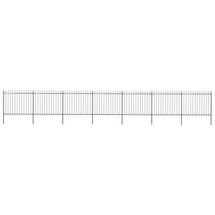 Градинска ограда с пики, стомана, 11,9x1,5 м, черна