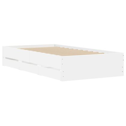 Рамка за легло, с чекмеджета, без матрак, бяла, 75x190 см