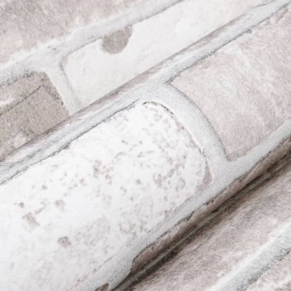 Тапет, 3D, тухлен модел, сив, 10x0,53 м, нетъкан