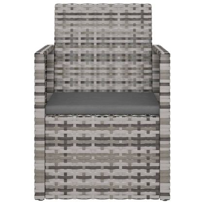 Градински фотьойл с възглавница, сив, полиратан