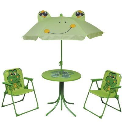 Детски градински бистро комплект от 3 части, с чадър, зелен