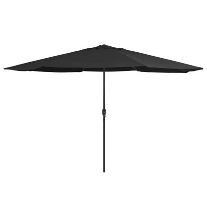 Градински чадър с метален прът, 390 см, черен