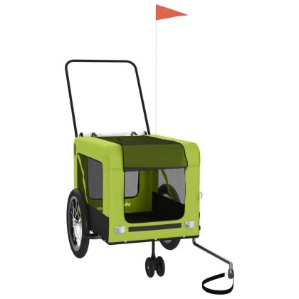 Ремарке за колело за любимци зелено черно Оксфорд плат и желязо