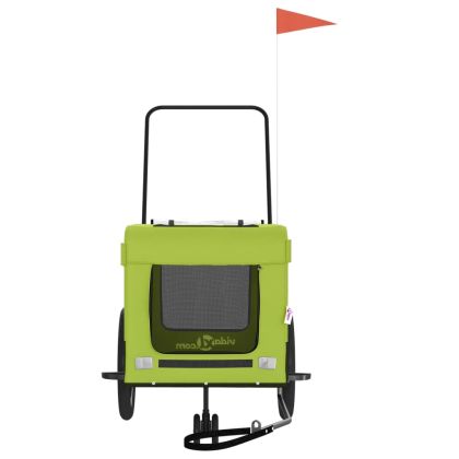 Ремарке за колело за любимци зелено черно Оксфорд плат и желязо