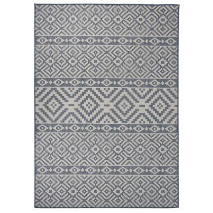 Градински плоскотъкан килим, 140x200 см, сини шевици